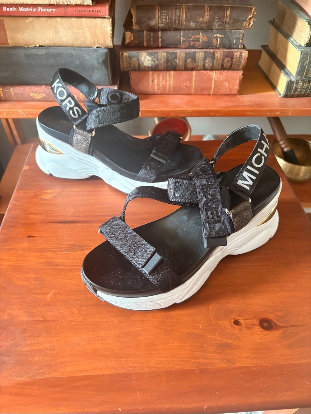 MICHAEL Michael Kors Maddox Black & White Platform Sport Sandals